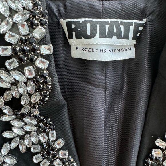 ROTATE BIRGER CHRISTENSEN Black Crystal-Embellished Gabardine Blazer - Picture 4 of 6